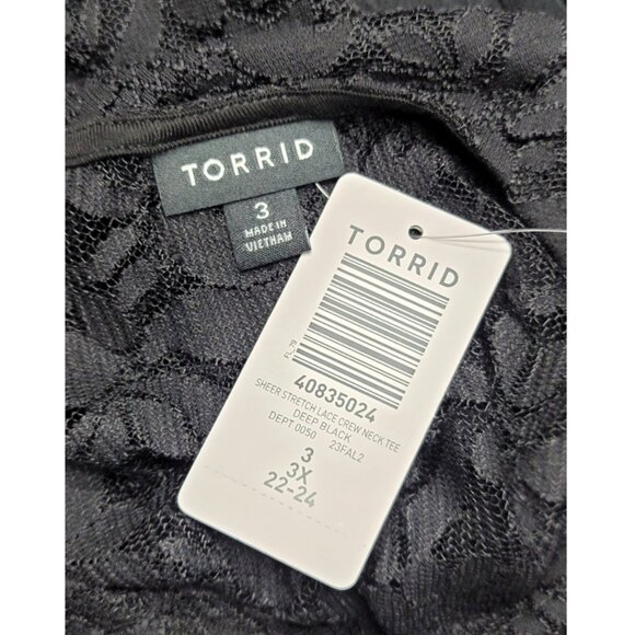 NWT Torrid 3 Sheer Stretch Lace Crew Neck Tee 3X 22 24 - Picture 7 of 9